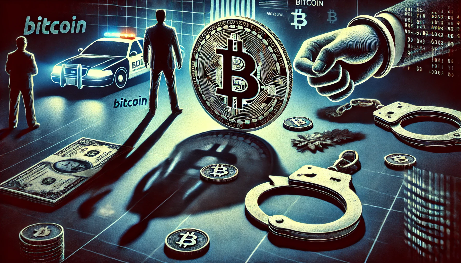 Bitcoin symbol involved in criminal activity reflecting the failed murder for hire plot The scene in