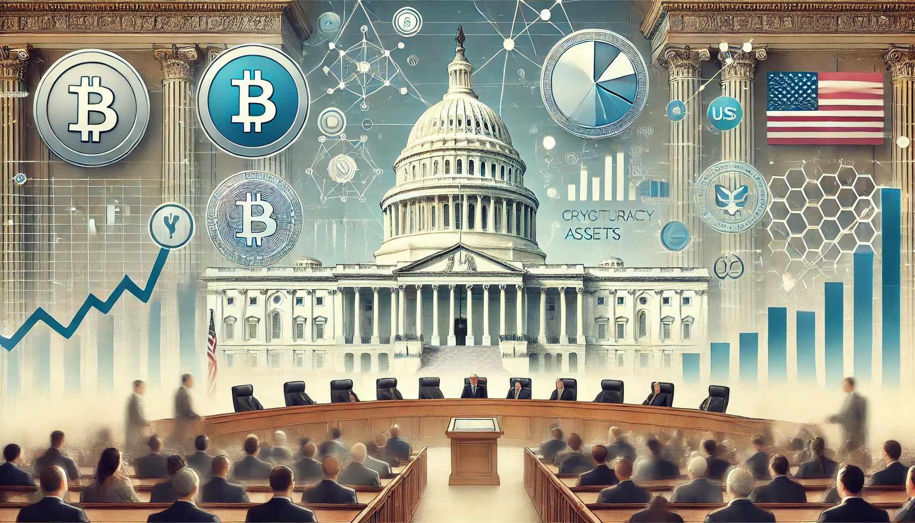 SEC Chairman Gary Genslers upcoming testimony on cryptocurrency regulation The image includes abstract repre