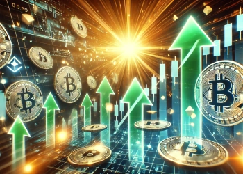 a bullish market outlook without using coins or cryptocurrency symbols The image should depict an upward trending stock or