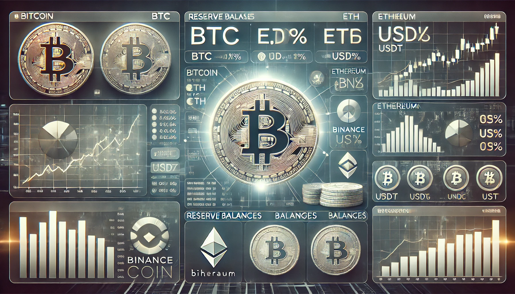 a cryptocurrency exchange dashboard with a focus on Bitcoin BTC and various altcoins like Ethereum ETH Binance Coin