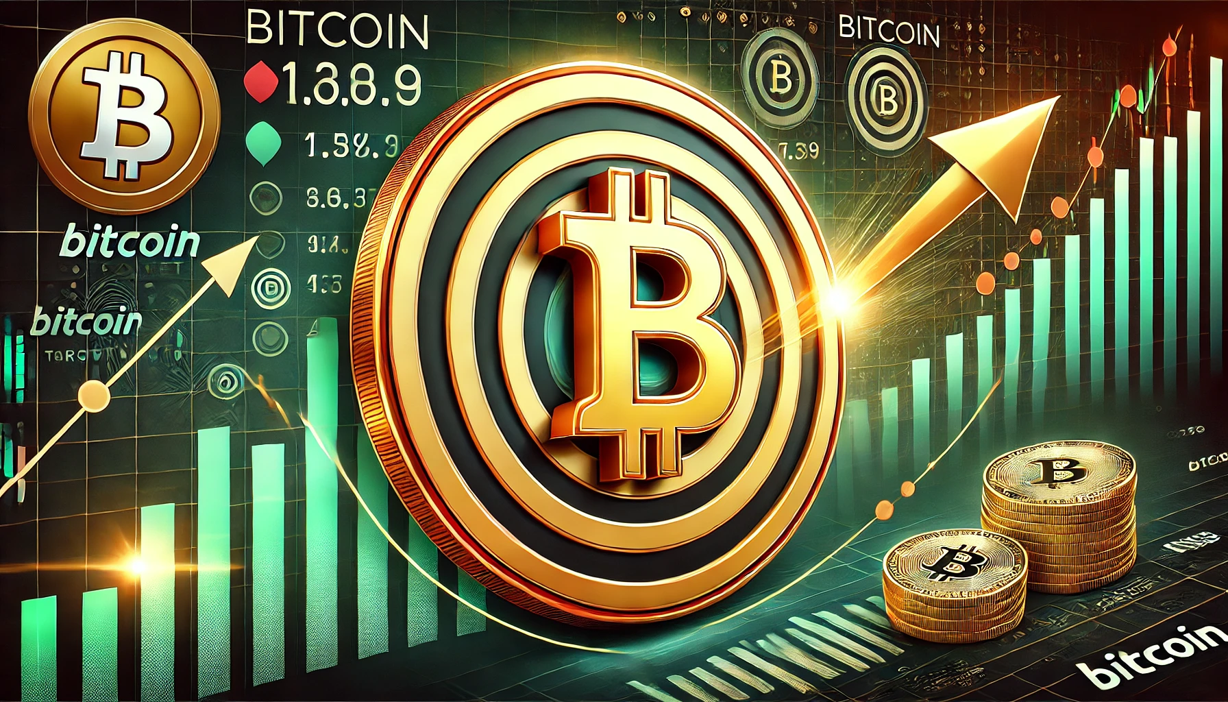 article about Bitcoins upcoming bull market focusing on hitting price targets The image should feature a larg