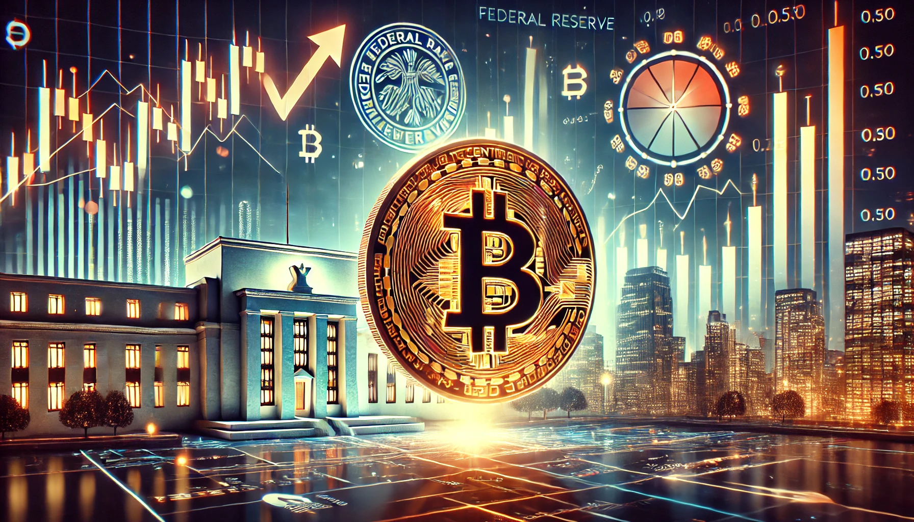 crypto market ahead of the Federal Reserves interest rate decision The image should feature a large Bit