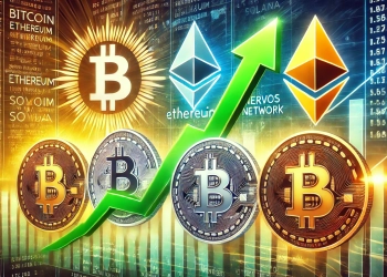 cryptocurrency market focusing on Bitcoin Ethereum Solana and Nervos Network The image