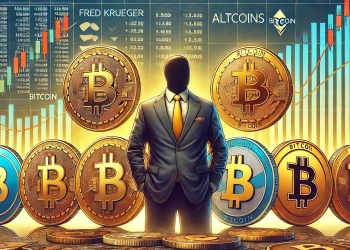 economist Fred Kruegers critique of altcoins and his preference for Bitcoin The image should feature symbols of Bitcoin st