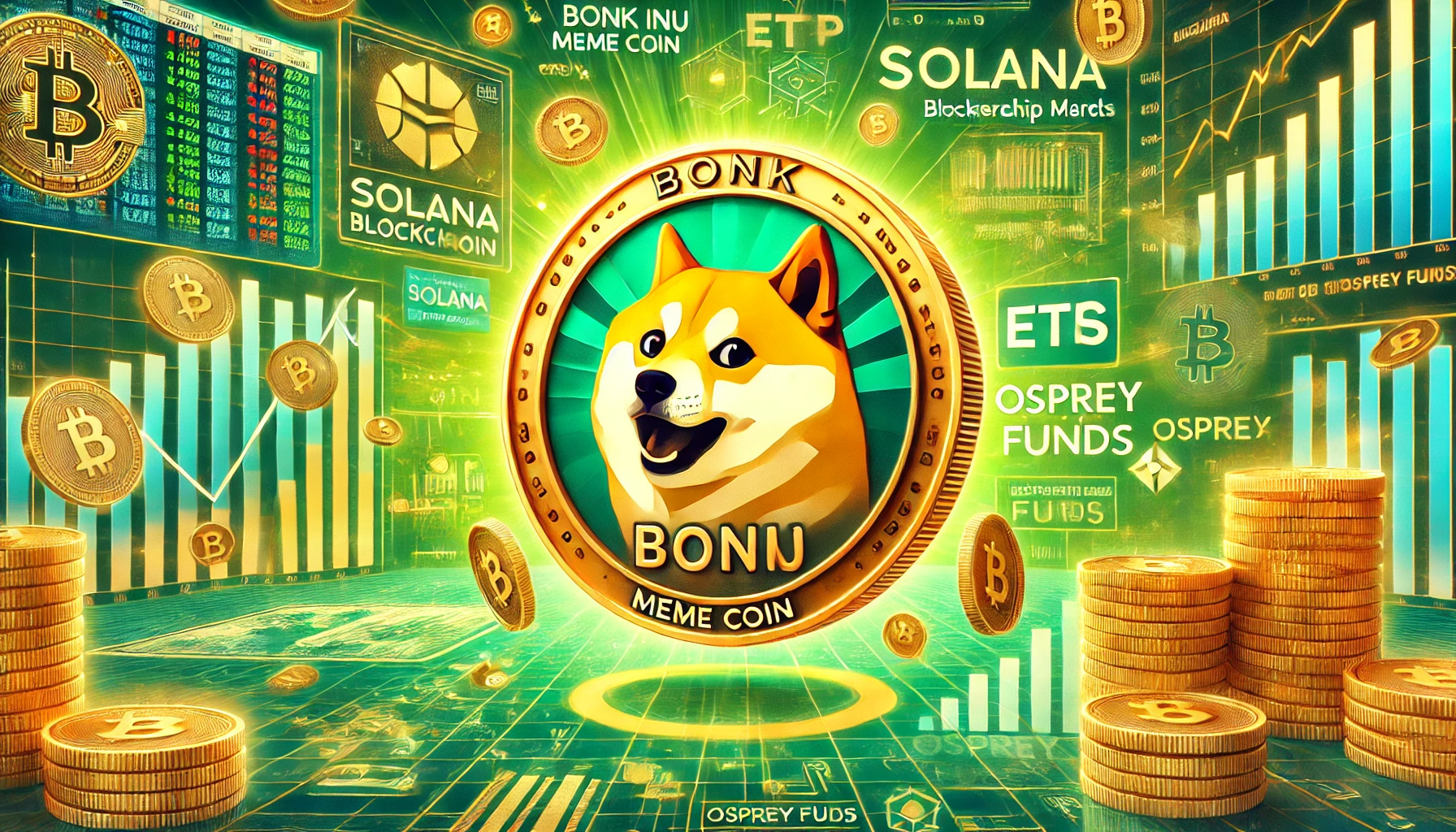 featuring the Bonk Inu BONK meme coin symbol prominently with elements of Solanas blockchain technology The backgroun