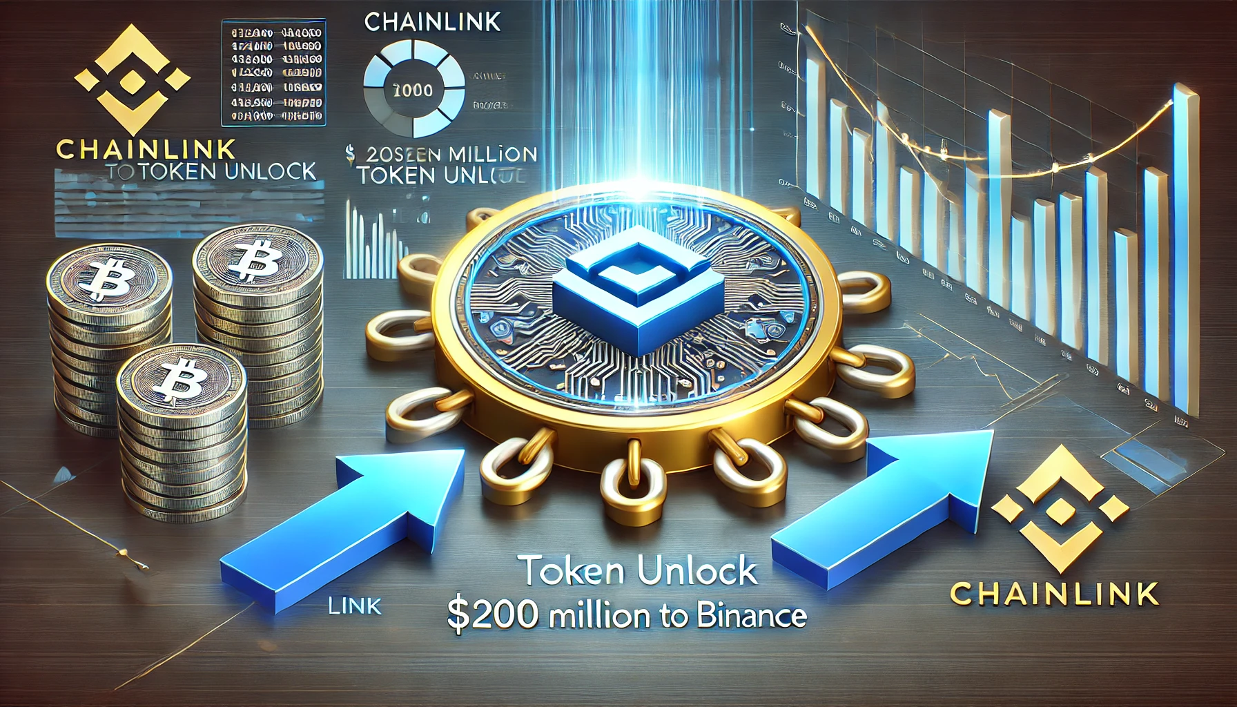 news article about Chainlinks massive token unlock and 208 million transfer to Binance The image should