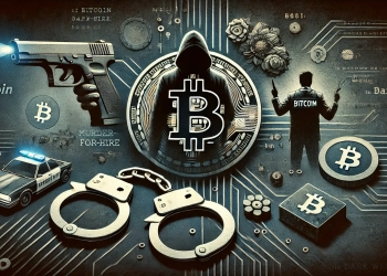 representation of Bitcoin being misused in criminal activities with a focus on a failed murder for hire plot The Bitcoin sym