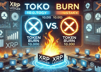 10000 token burn event on the XRP Ledger symbolizing debate in the crypto community over strategy versus mistake. Displa