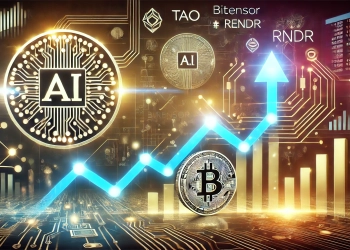 AI focused cryptocurrencies rising in value featuring the correct digital coins for Bittensor TAO and Render RNDR wit