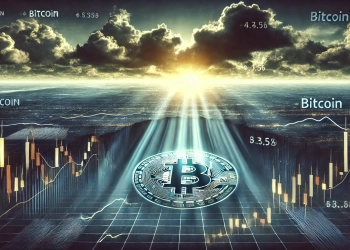 create an image in landscape on the basis of this, Bitcoin Sinks Below as Market Struggles to Regain Momentum