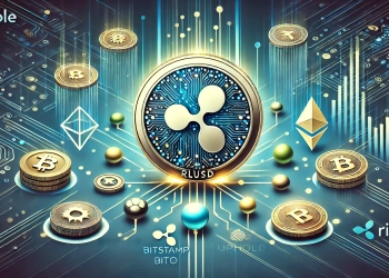 Ripple is announcement of its RLUSD stablecoin and partnership with seven exchanges. The image should feature the Ripple XRP lo