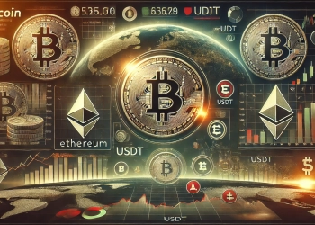 a weekly summary of the crypto market with Bitcoin as the central focus symbolizing its rising dominance. Surround