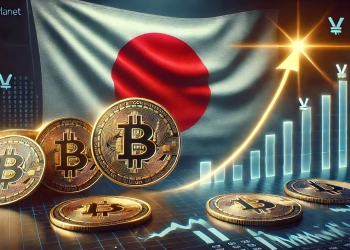 continued Bitcoin acquisitions by Japanese investment firm Metaplanet featuring the Japanese flag The visual s