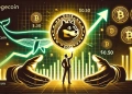 depicting a major Dogecoin investor making a large purchase. The central focus is the Dogecoin DOGE symbol with upward ar