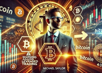 featuring Michael Saylor and Bitcoin focusing on the themes of investment strategy and warning against leveraged tradi