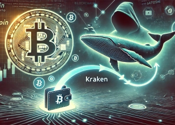 intriguing visual showing the movement of Bitcoin from a whale wallet tied to the Satoshi era The Bitcoin logo is prominently featur