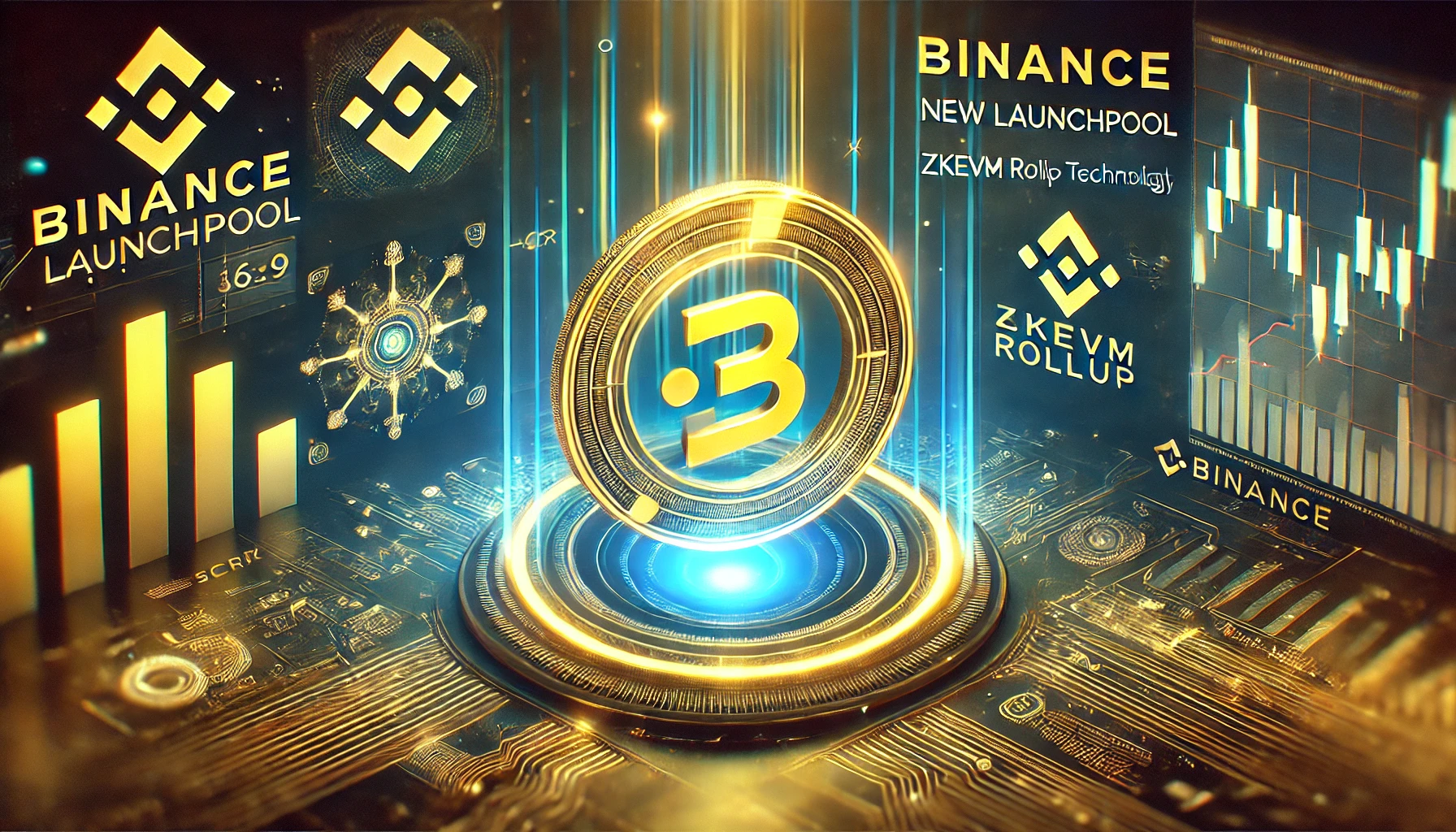 representing Binances latest Launchpool project featuring the Scroll SCR token. The visual highlights a glowing Scroll