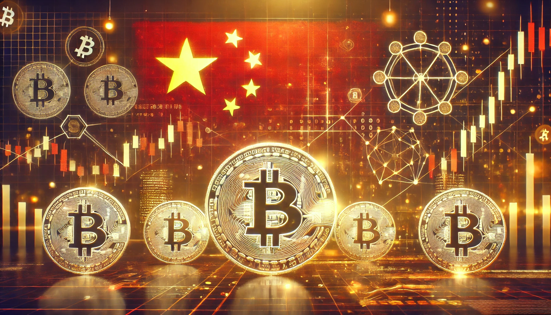 representing Chinas potential reconsideration of its cryptocurrency ban The scene includes symbols of Bitcoin and other cryptocurr