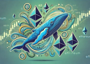 representing Ethereum whales making big moves with a larger more prominent whale symbol The image should feature a large abst