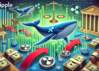 representing Ripple is counter appeal against the SEC and the massive XRP whale activity. The image features large whale symbols movin