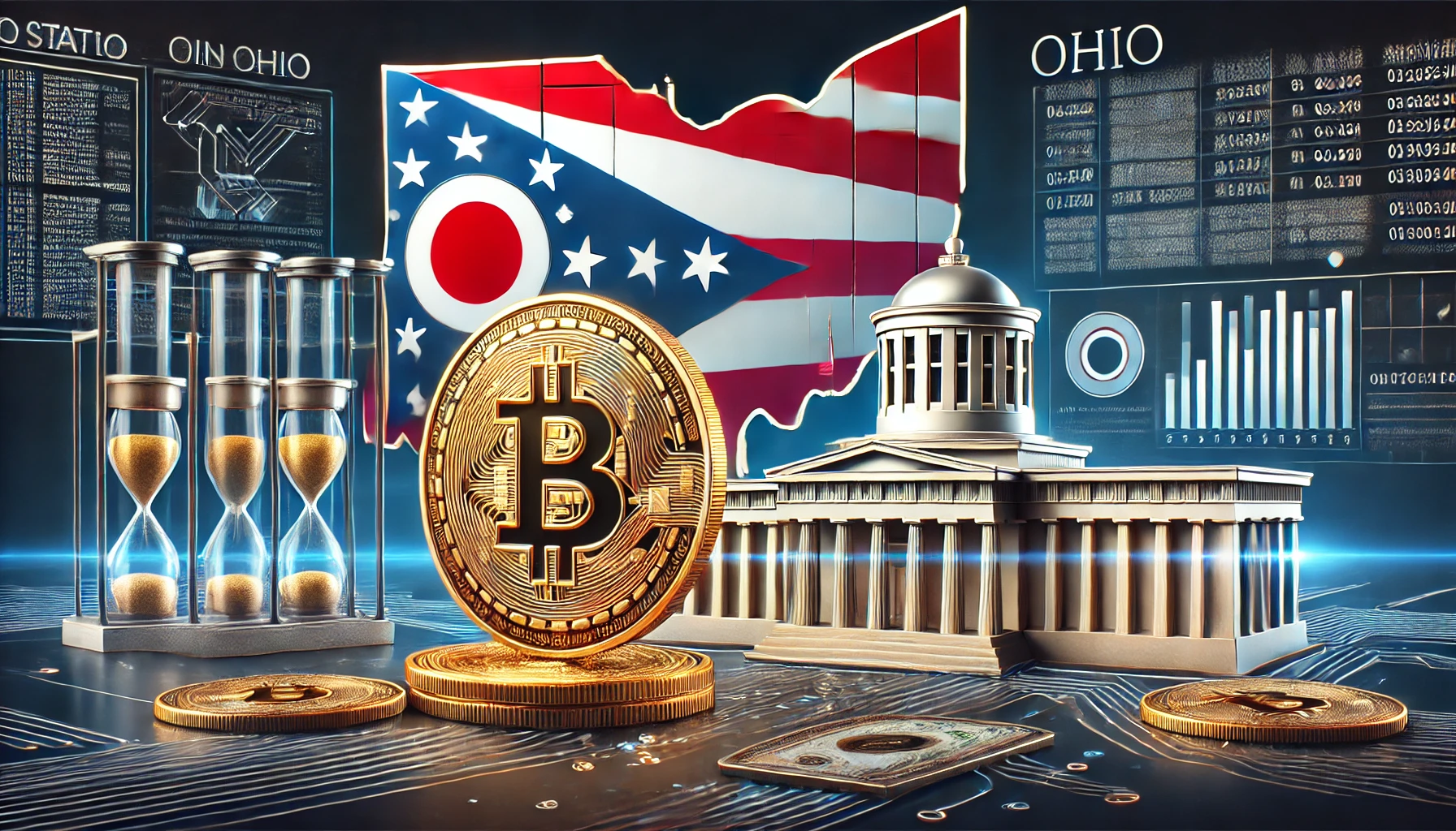 representing the introduction of a bill to allow Bitcoin and cryptocurrency for tax payments in Ohio Include elements like