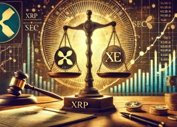 representing the ongoing Ripple vs SEC case and its potential impact on XRP is price. The image shows a balance scale with th