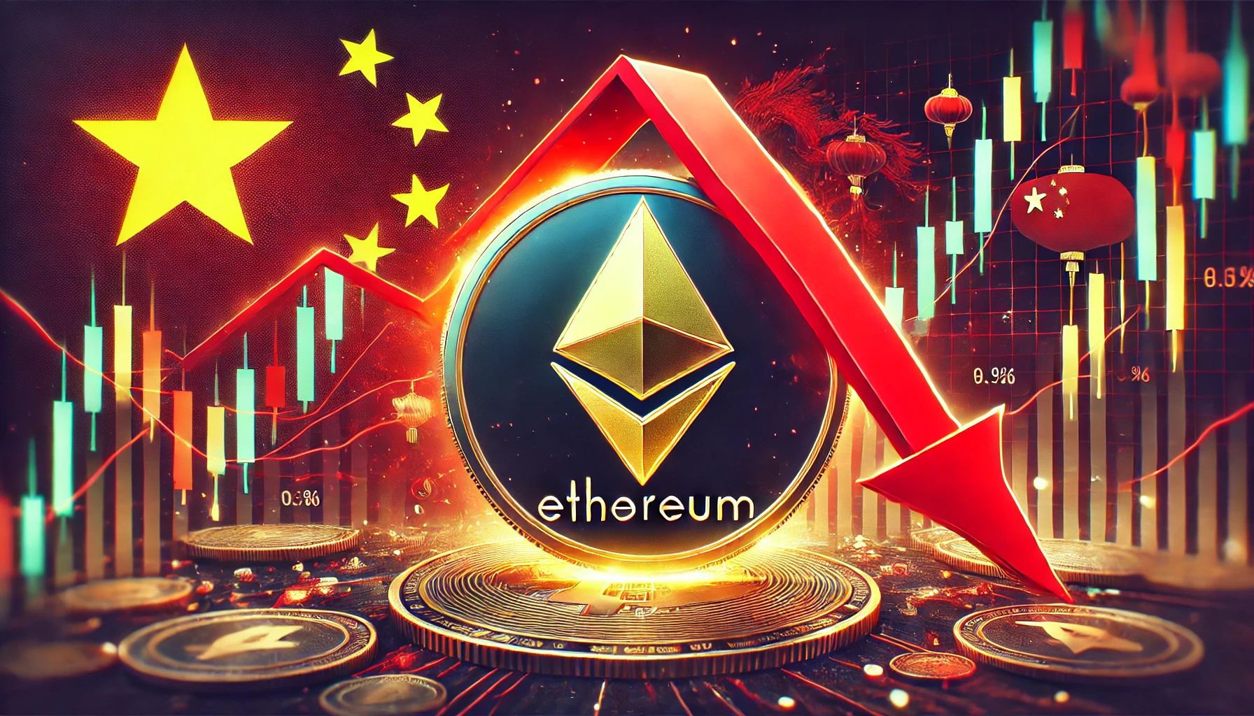 representing the potential large scale sell off of Ethereum ETH due to China is actions. The focus is on the Ethereum symbol with