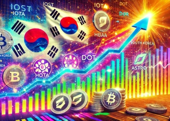 surge in trading volume for altcoins in South Korea The visual should feature cryptocurrency symbols for I