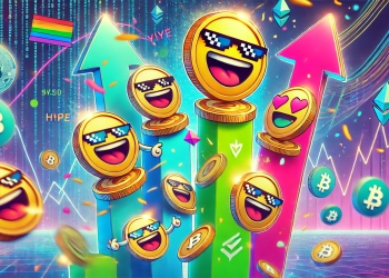 the meme coin trend symbolizing the excitement and frenzy around meme coins in the crypto market. The design should includ