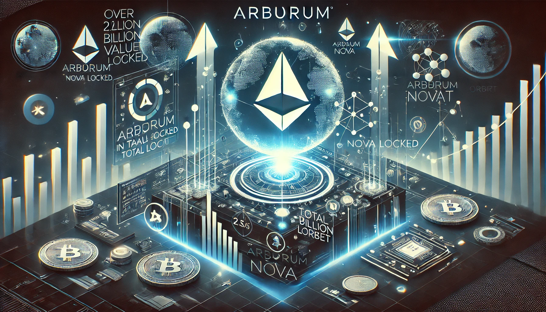 visual representing Arbitrums success with over 25 billion in Total Value Locked TVL and its expansion with Arbitrum Nova and