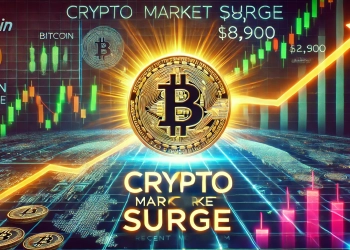 Bitcoin is impressive rise to 81900 with recent market momentum. The scene includes a prominent Bitcoin symbol with upward