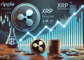 Ripple is XRP reserves report with XRP tokens and a declining chart indicating reduced holdings. The background includes the