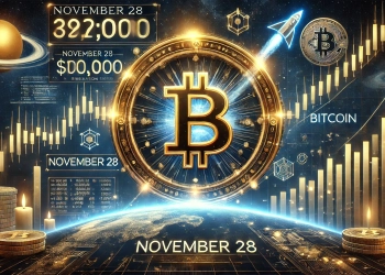 depicting Bitcoin is potential rise to 100 000 with a futuristic theme The image features a glowing Bitcoin logo