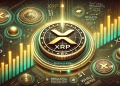 focusing on XRP is milestone of surpassing 1. The design features the XRP logo prominently with a ris