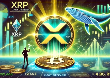 illustration for an article about XRP is recent surge and market developments. The image features the XRP logo prominently