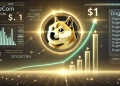 news article about Dogecoin is potential rise to 1 The image features the Dogecoin DOGE logo promine