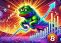 representing a bullish rally for Pepe Coin PEPE in the cryptocurrency market. The image features a powerful bull char