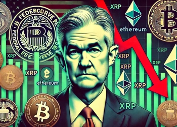 the impact of Federal Reserve Chair Jerome Powell is comments on the cryptocurrency market. The image featu