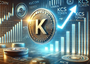 the rise of KuCoin is KCS token in the cryptocurrency market. The image includes the KuCoin logo and KCS token symbol promine