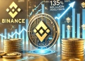 Binance is compensation with a 135 million PENGU token airdrop. The image features the PENGU token symbol