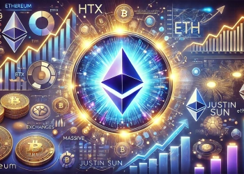 Ethereum is recent price surge and Justin Sun is massive ETH transfers. The centerpiece features a glowing Ethereum logo su