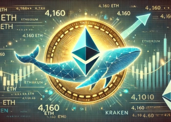 Ethereum whale transaction. The Ethereum logo glowing prominently in the center surrounded by digital