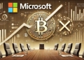 Microsoft is rejection of Bitcoin investment. The design features the Microsoft logo alongside a Bitcoin symbol