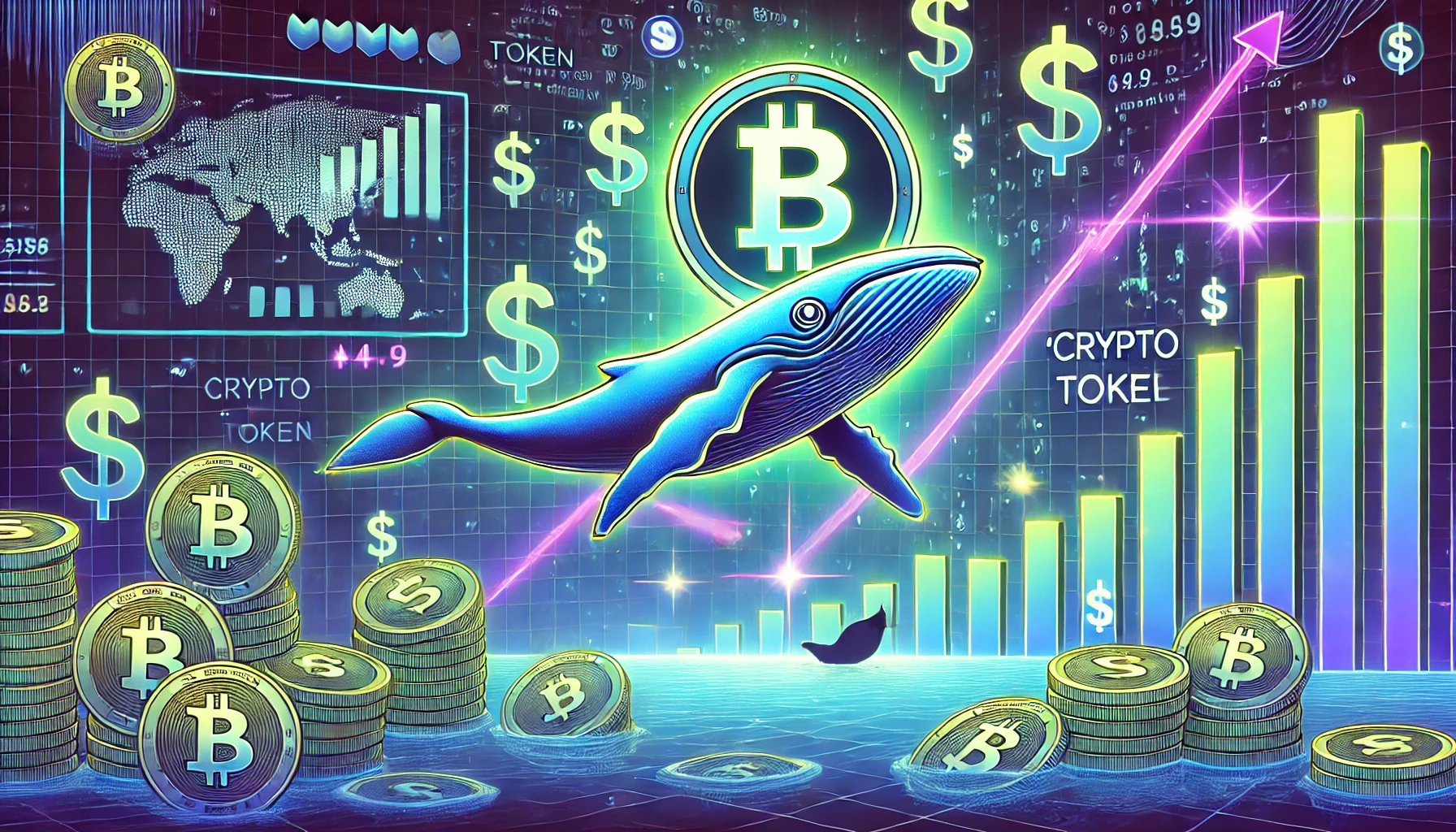 crypto whale is massive profit from PEPE token. The design features a glowing PEPE token prominently displayed with