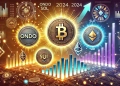 featuring ONDO SOL and SUI cryptocurrencies. Each logo is prominently displayed alongside their respective