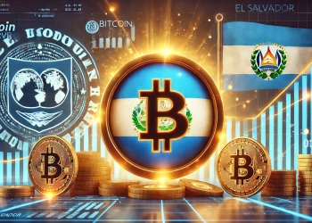 featuring the Bitcoin logo and El Salvador is flag symbolizing the country is Bitcoin adoption. The ima