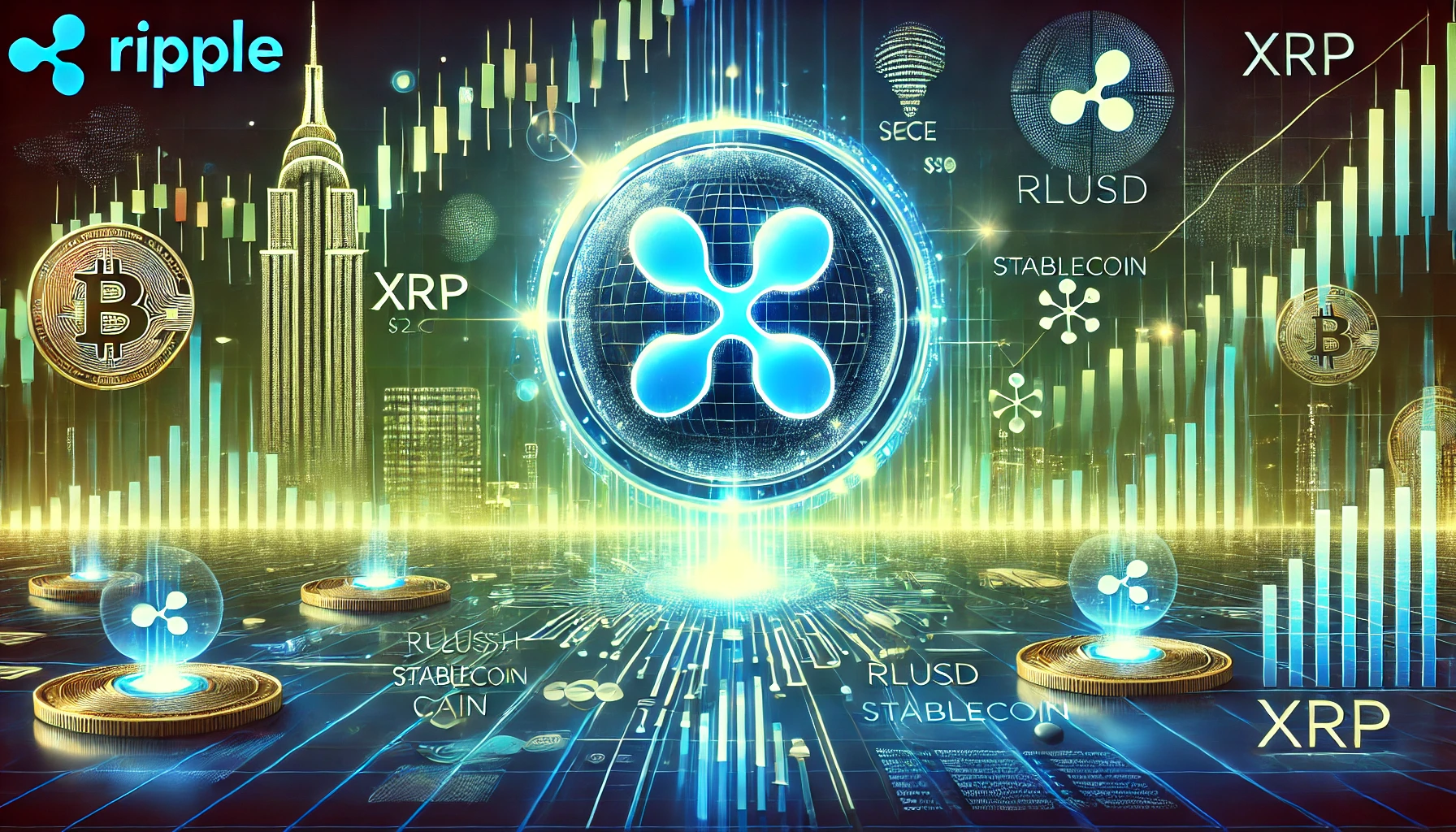 representing Ripple is XRP at its 2 price milestone. The image features a glowing XRP logo bullish pric