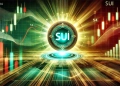 representing SUI cryptocurrency at the critical 4 price level. The design features a glowing SUI logo at the center surr