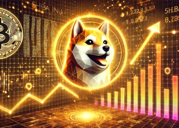 representing Shiba Inu SHIB price predictions and market momentum. The image features the Shiba Inu logo gl