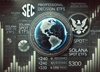 representing the SEC is regulatory decision on Solana spot ETFs. The image features a formal dark themed background wit